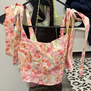 Floral Pink Crop Top